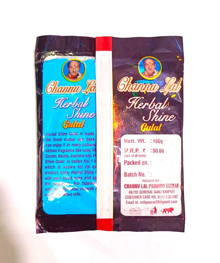 Channu Lal Herbal Shine Gulal Skin Loving Abir with Natural Fragrance Soft gulal with Non Toxic for Rangoli or Holi Celebration Blue 100gm
