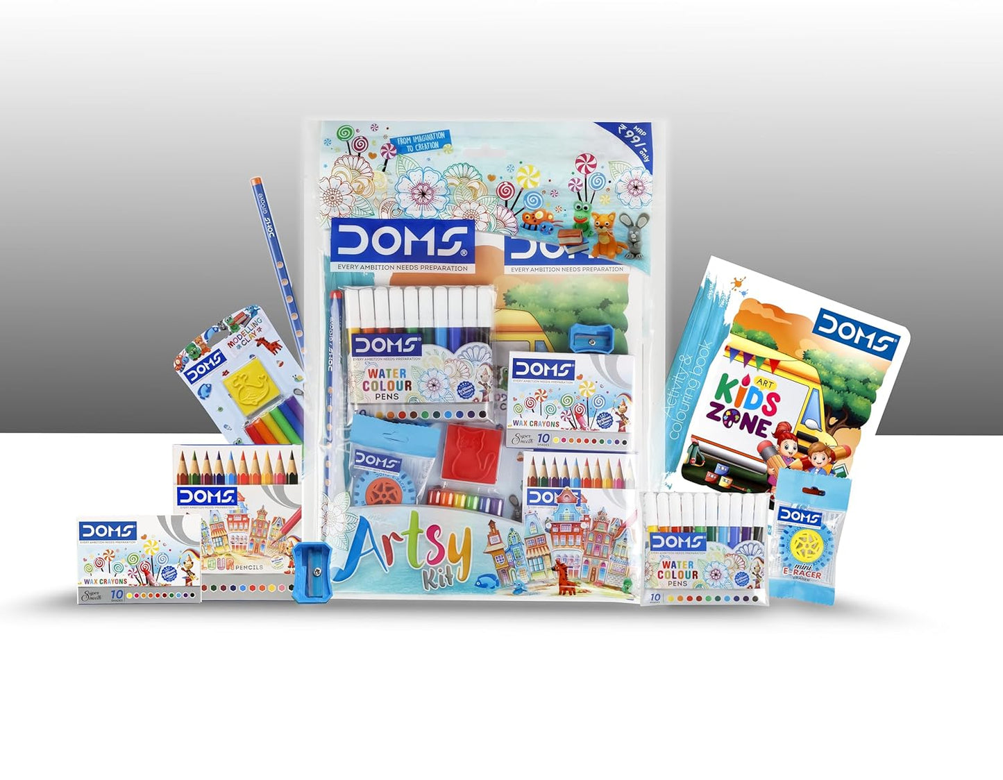 DOMS Artsy Kit Combination of 8 Stationary Items Perfect Value Pack Kit for Creative Minds Gift for Kids Pack of 1