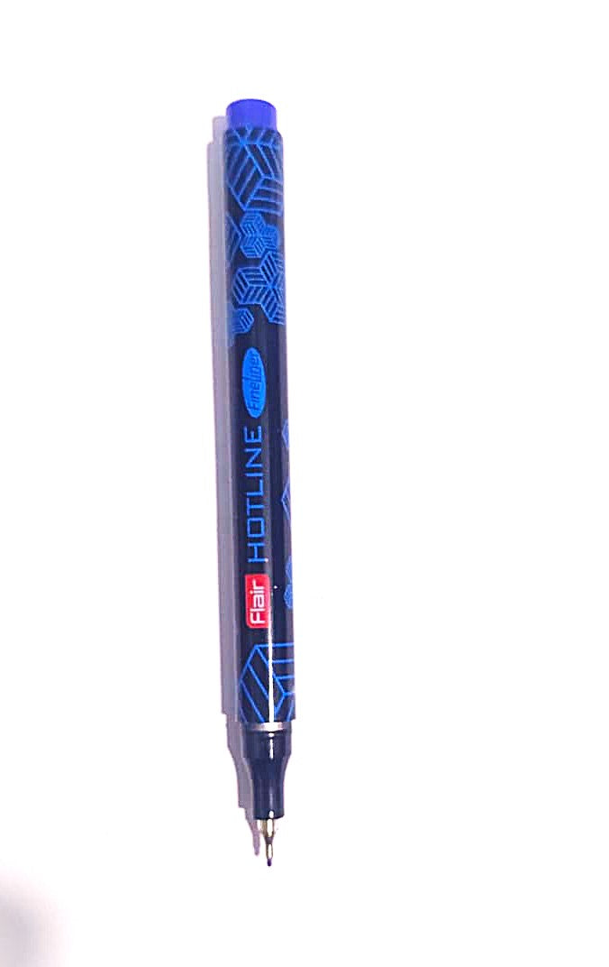 Flair Hotline Fineliner High Quality Metal Tip Pen Comfortable Grip Smooth Ink Flow Fineliner Pens For Mandala Sketching Doodling Journal and Outline Blue Ink Pack Of 10 Pcs