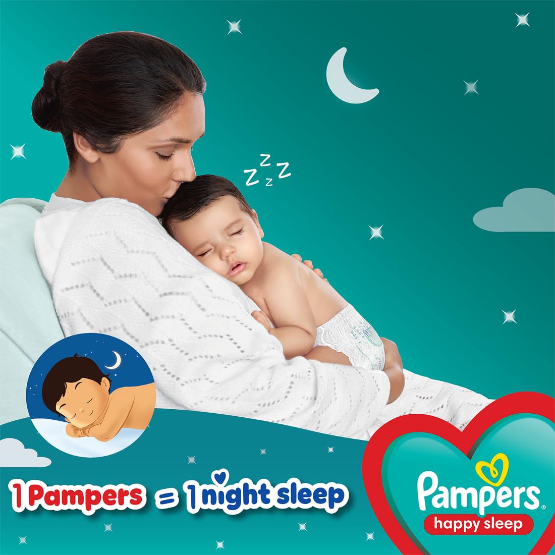 Pampers Happy Sleep Pant Style Baby Diapers Small (S) 1 Pampers = 1 Night Sleep with Anti Rash Shield 4-8 Kg Diapers