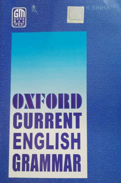 Book cover of 'Oxford Current English Grammar' with a blue gradient and Good Man Pad logo.