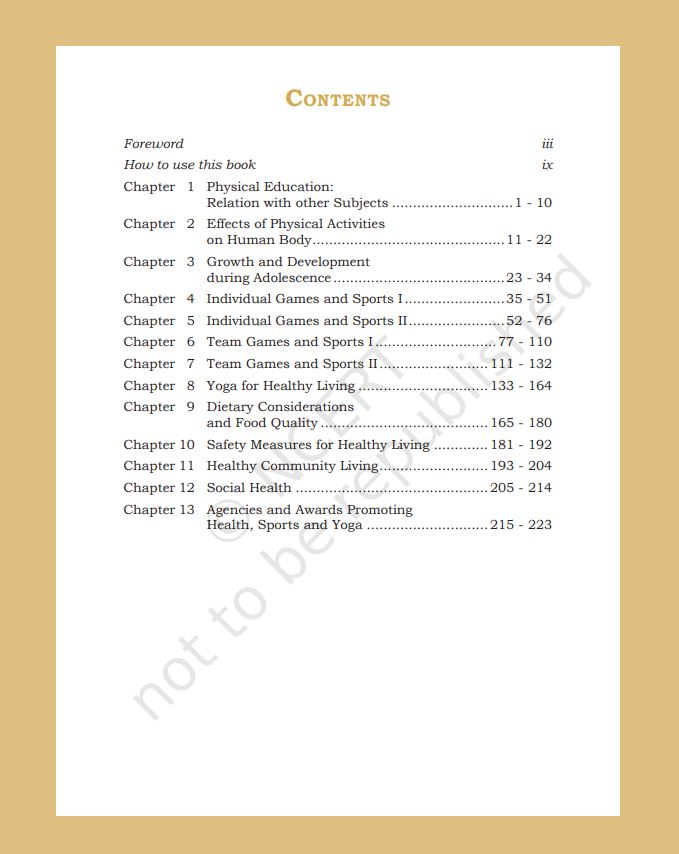 NCERT Health and Physical Education Class 10 Textbook For English Medium Grade X Based On CBSE Syllabus