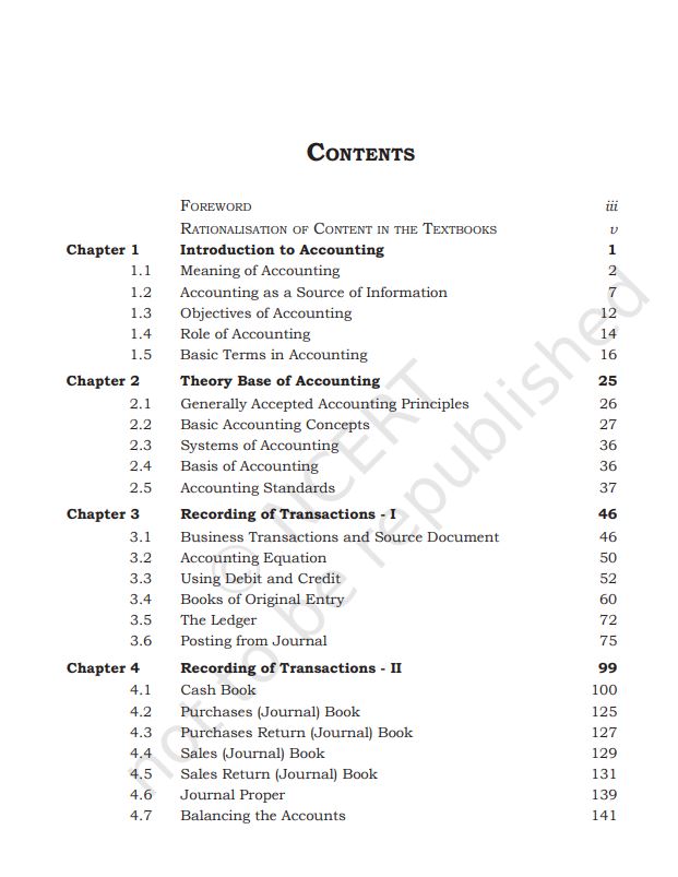 NCERT Financial Accounting Class 11 Part 1 Textbook For English Medium Code-11110