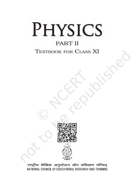 NCERT Physics Class 11 Part 2 Textbook For English Grade XI Code 11087