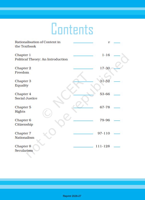 NCERT Political Theory Class 11 Textbook For English  Latest Edition Based On CBSE Syllabus