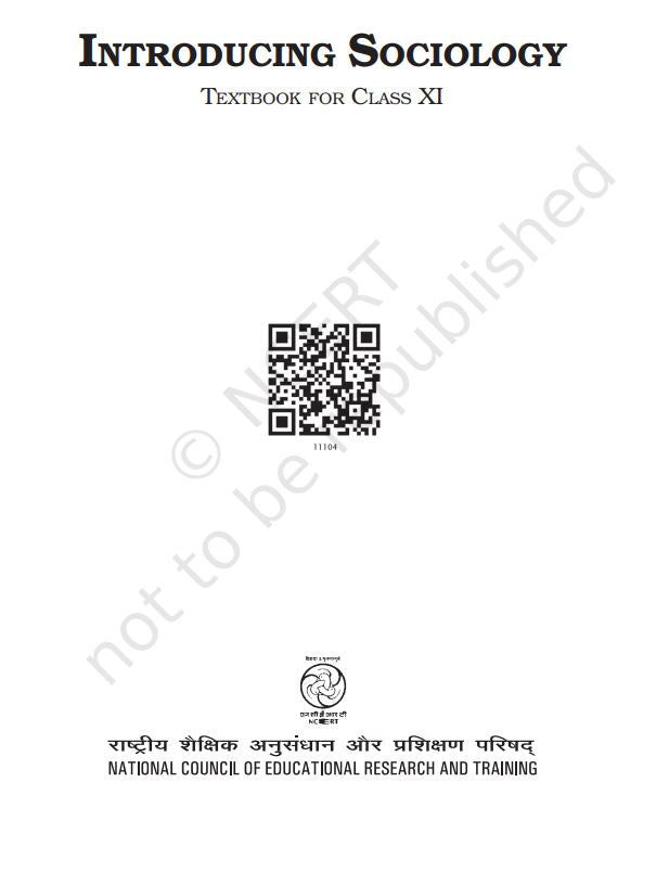 NCERT Introducing Sociology Ckass 11 Textbook For English Grade XI Latest Edition Based On CBSE Pattern