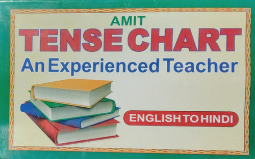 Amit Tense Chart with colorful books, perfect for mastering tenses in English to Hindi.