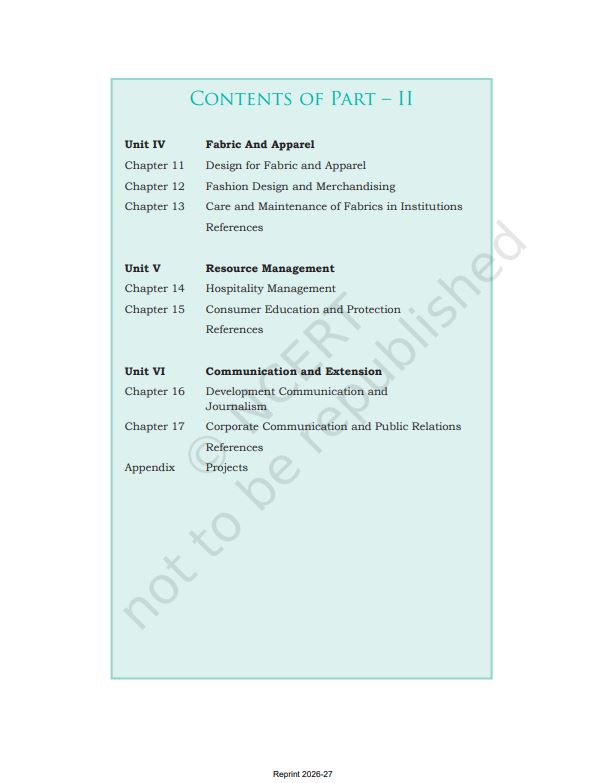 NCERT Home Science Class 12 Textbook For Human Ecology And Family Science Grade XII Code-12136