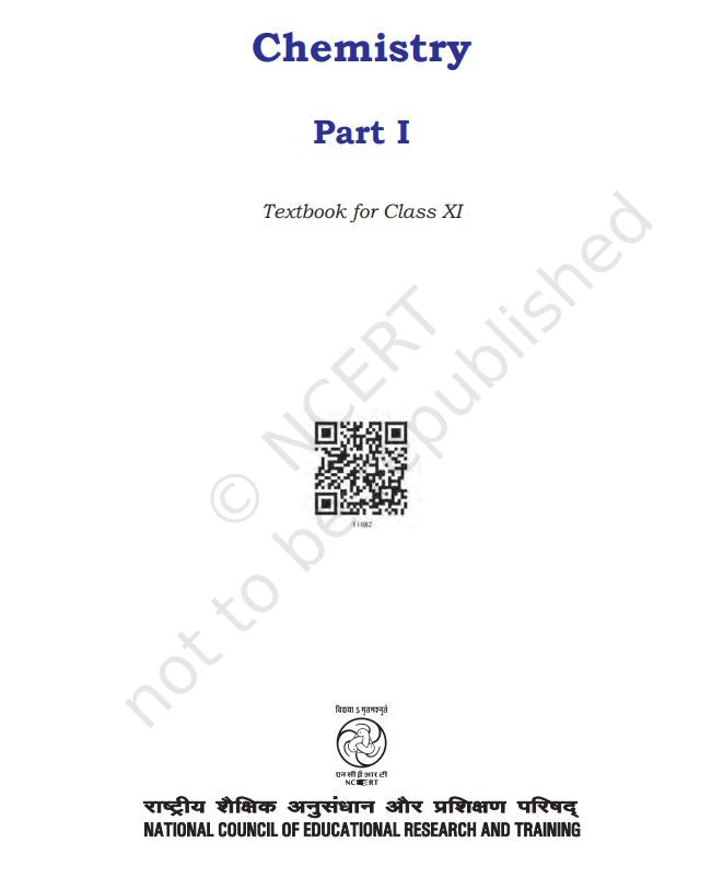 NCERT Chemistry Class 11 Part 1 Textbook For English Medium Latest Edition 2026-27 Code 11082
