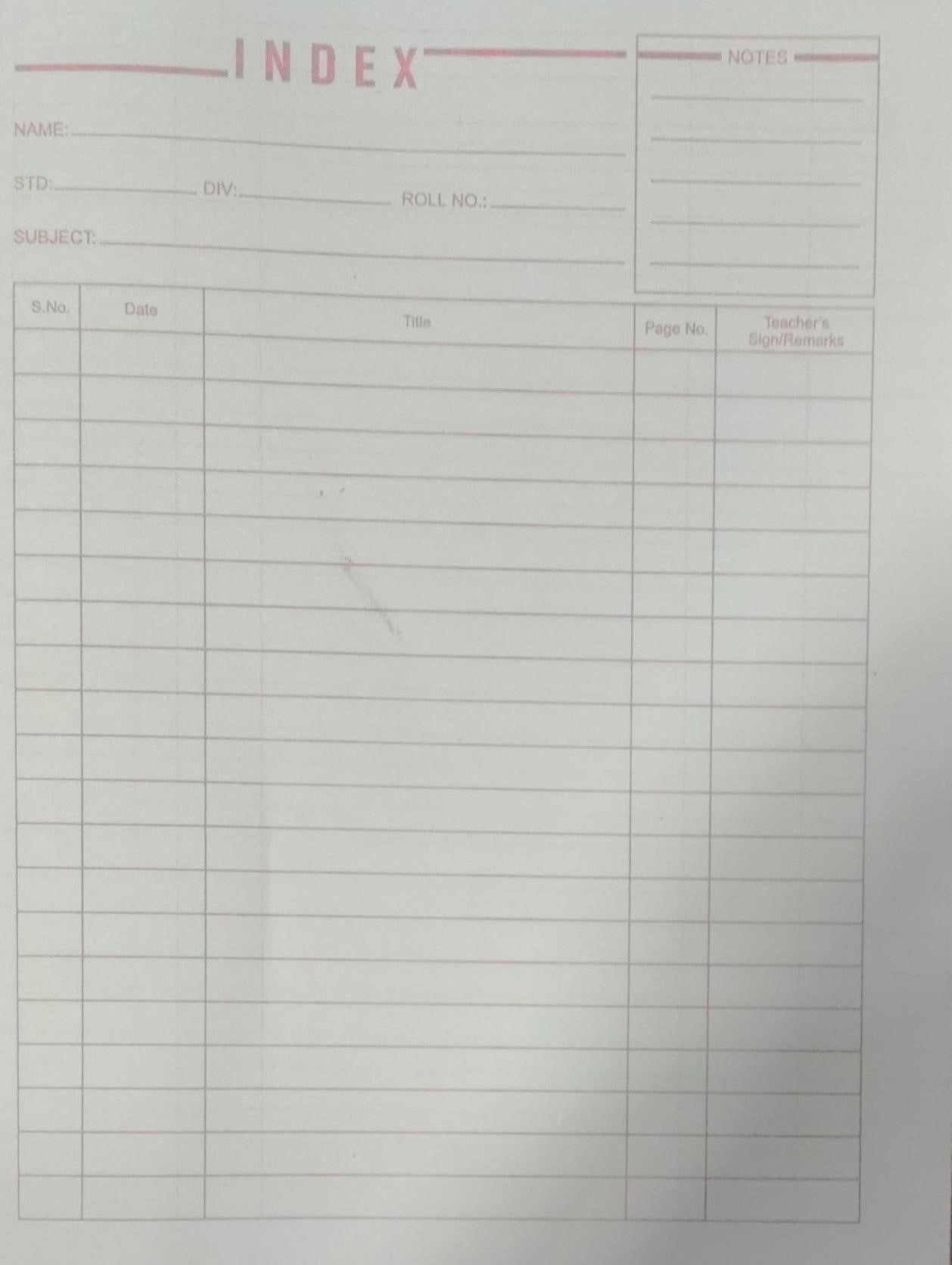 Vidya I Am Tall Premium Notebook School Notebook 172 Pages Size 24*18 CM 3 In 1 Double Line Foure Line Square Include Index