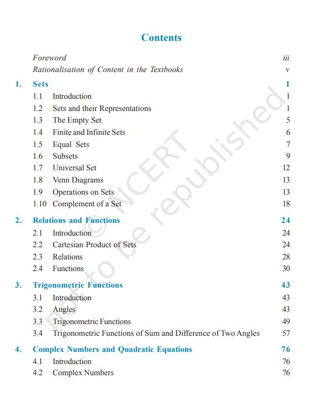 NCERT Mathematics Class 11 Textbook For English Latest Edition 2026-27 Code 11076