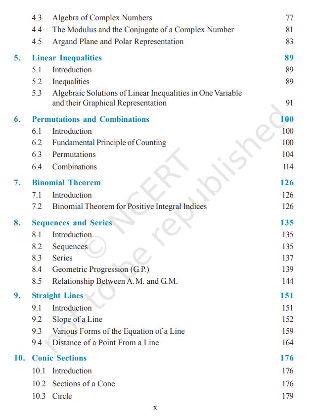 NCERT Mathematics Class 11 Textbook For English Latest Edition