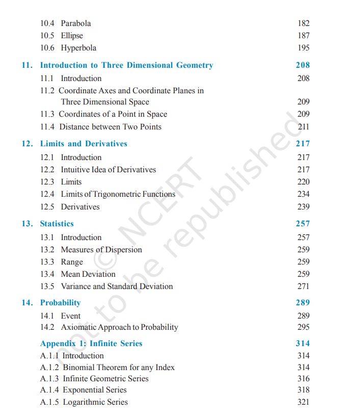 NCERT Mathematics Class 11 Textbook For English Latest Edition