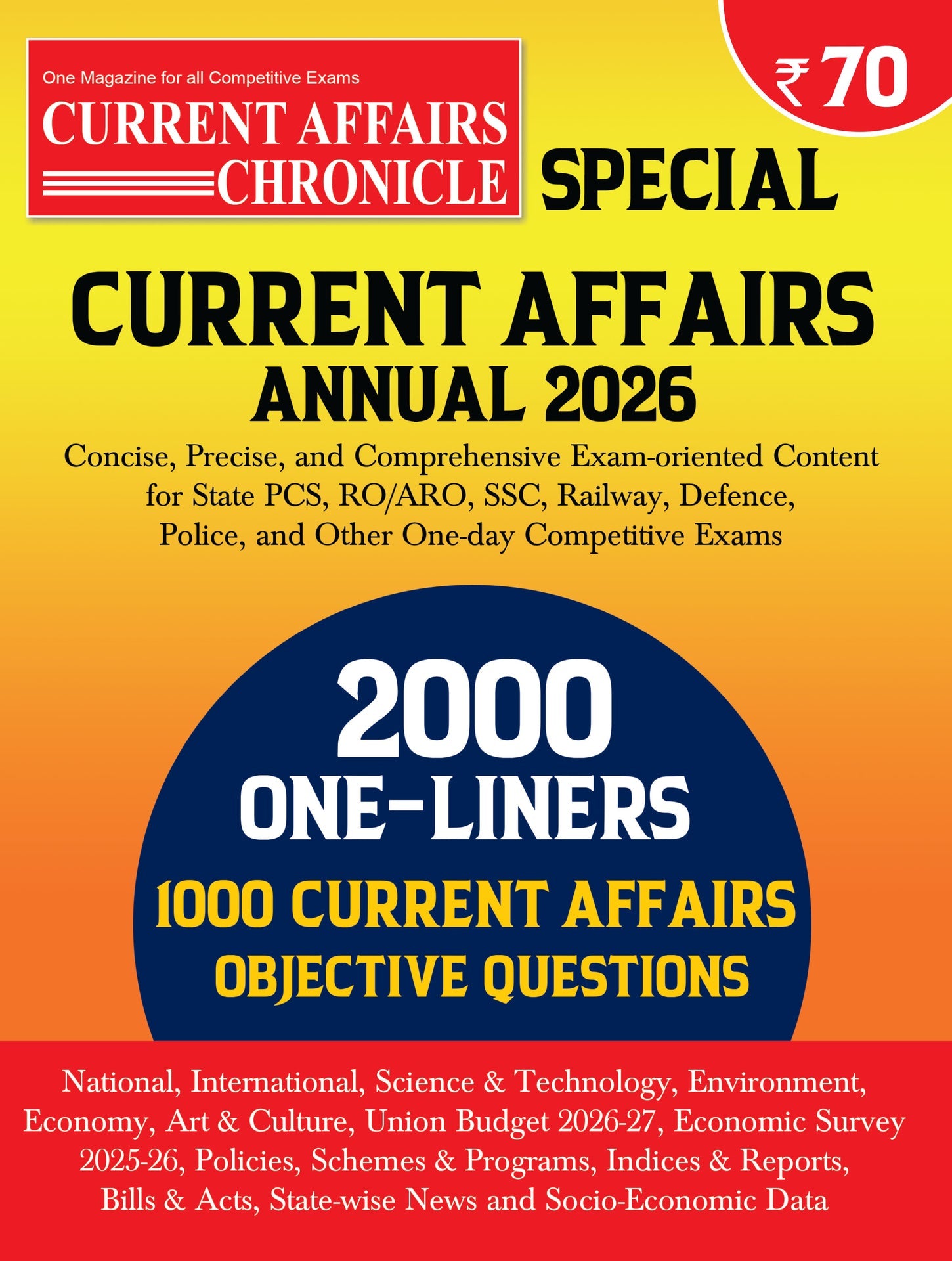 Chronical Current Affairs Annual 2026 Special Issue 2000 One Liners 1000 Current Affairs Objective Question