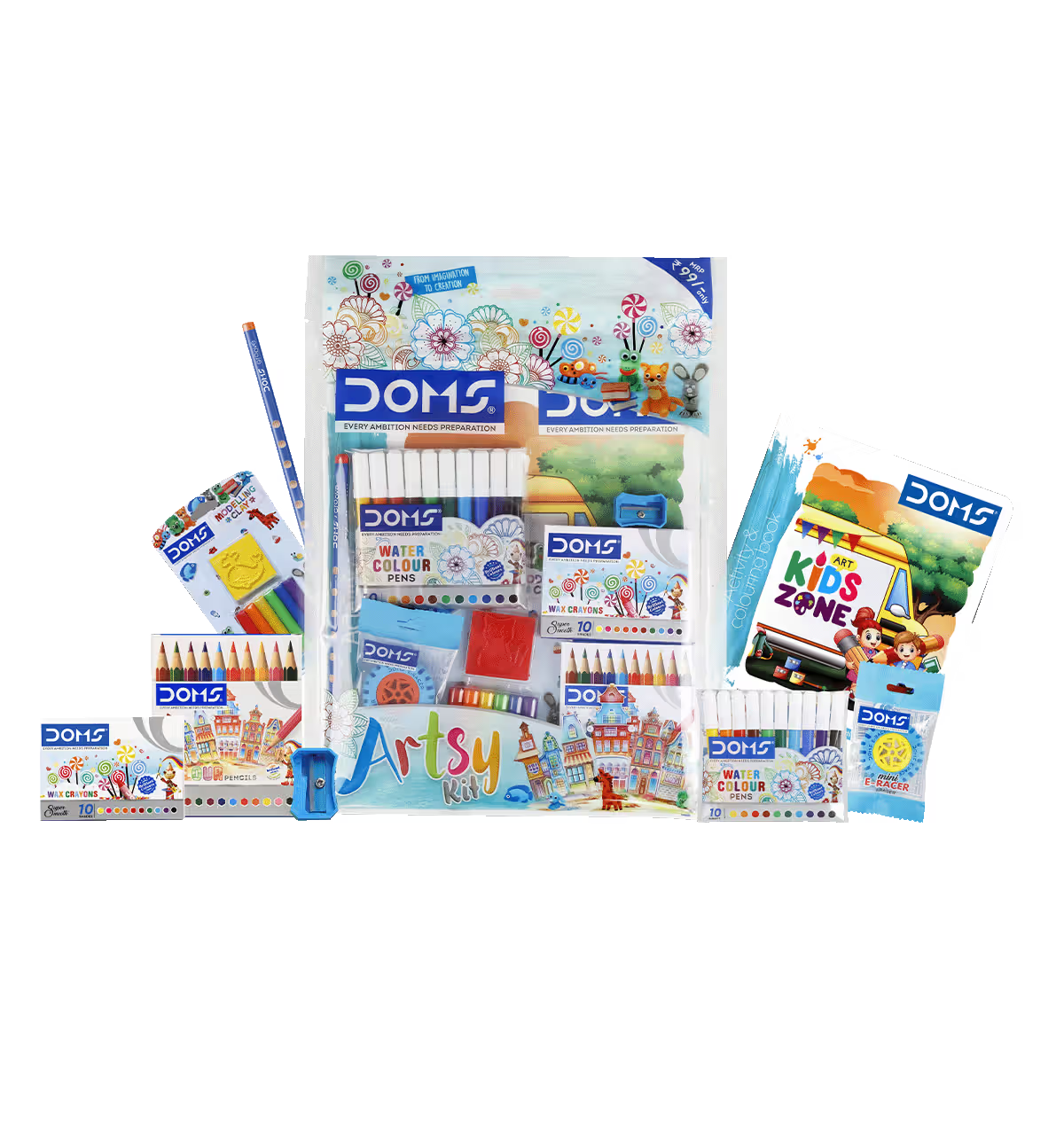 Doms Art Strokes Kit Perfect Value Pack Kit for Creative Minds Gifting Range for Kids Stationery Items