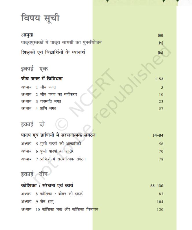 NCERT Biology Class 11 Textbook For Jeev Vigyan Hindi Medium Latest Edition 2026-27 Code 11081