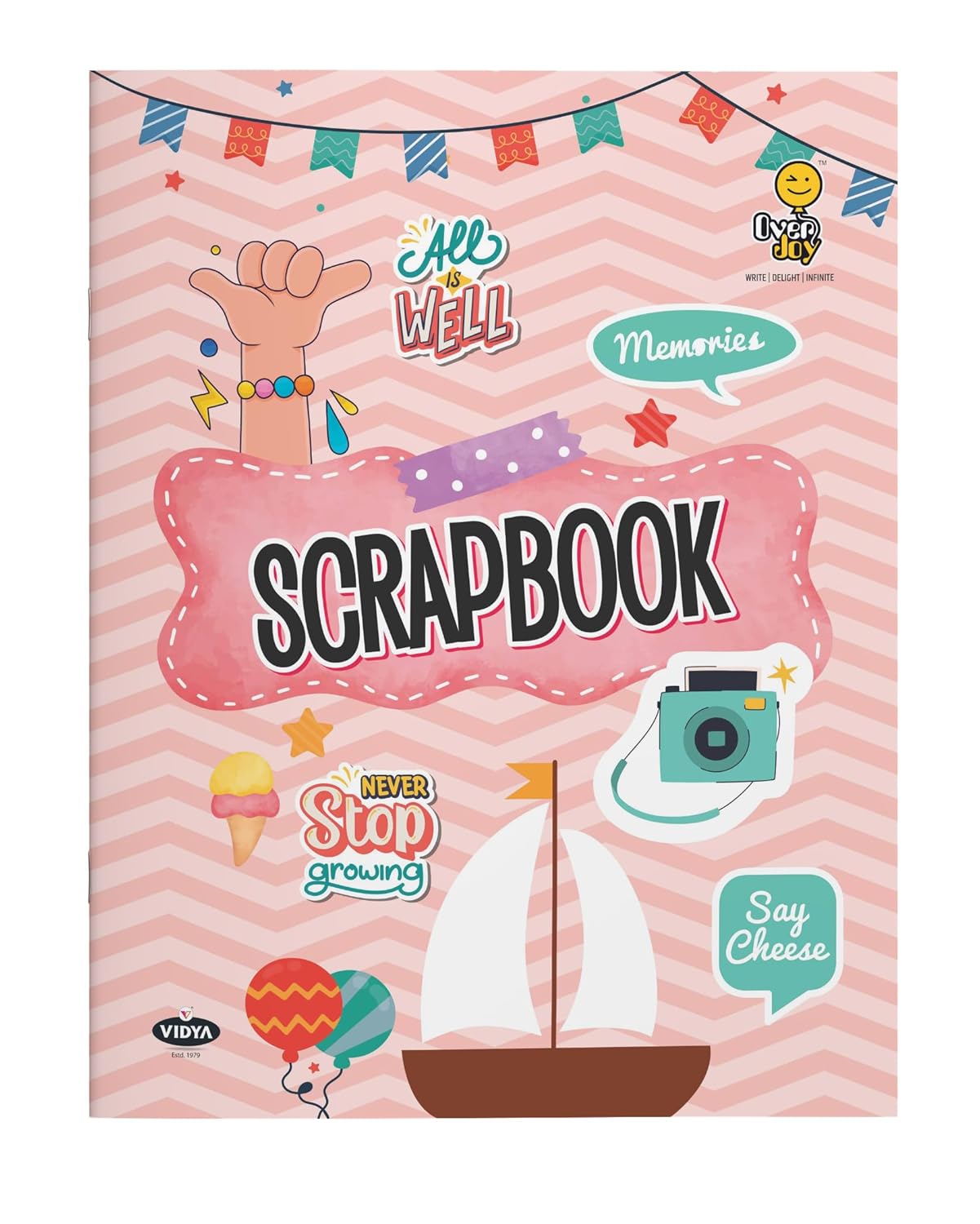 Vidya Scrapbook for Students A4 Size 28 Pages Multicolour Colour and Design May Carry