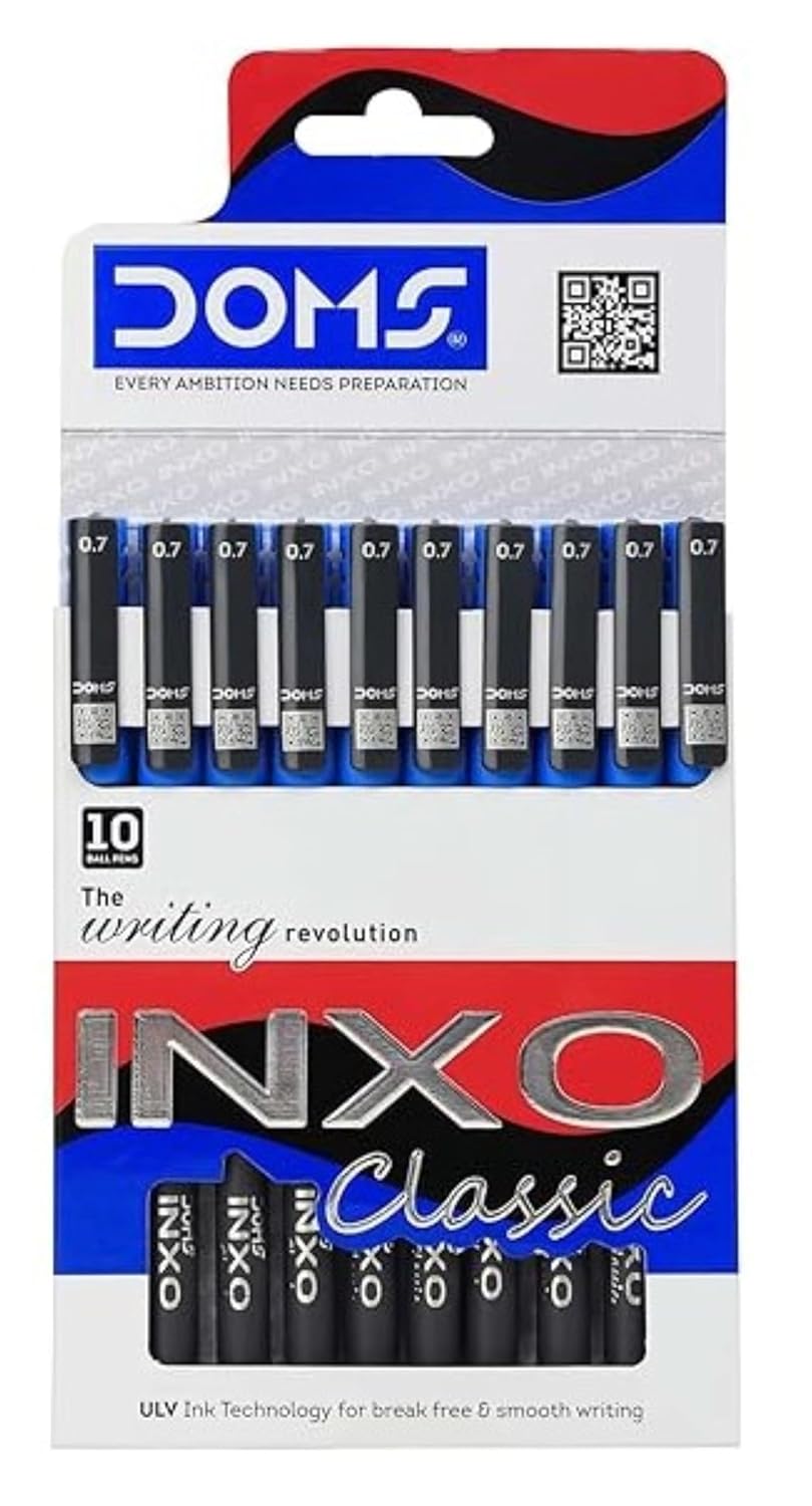 Doms Inxo Classic Ballpoint Pen The Writing Revolution ULV Ink Technology For Break Free And Smooth Writing Ink Colour Blue 0 Ballpen Pack For Daily Writing Use