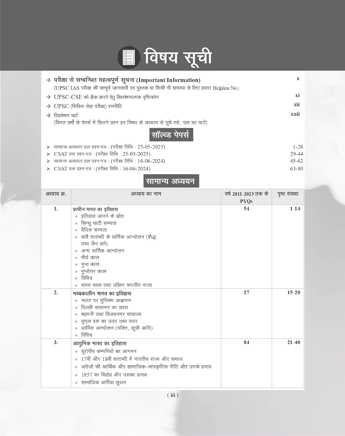Examcart UPSC IAS Prelims General Studies contents page with important information and topic details for 2026.