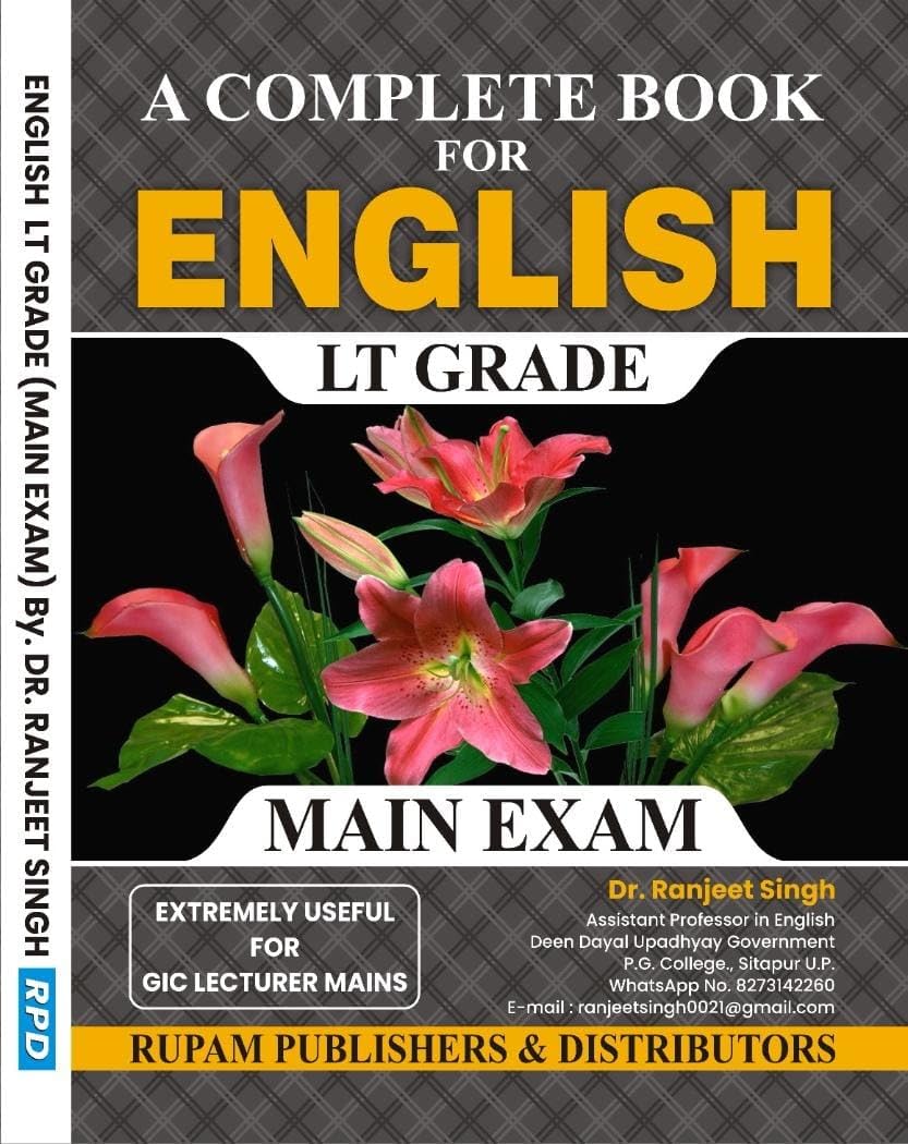 Rupam A Complete Book for English LT Grade Main Exam 2026 by Dr. Ranjeet Singh with flowers on the cover.
