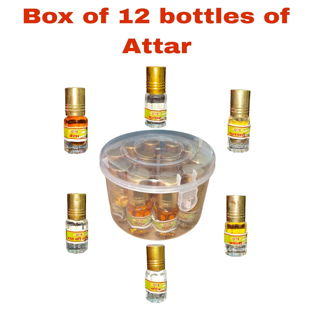 Natural Premium Attar Gift Pack Non Alcoholic Itra Set for Home Mandir Office All Dress Fragrances 6 ML Each
