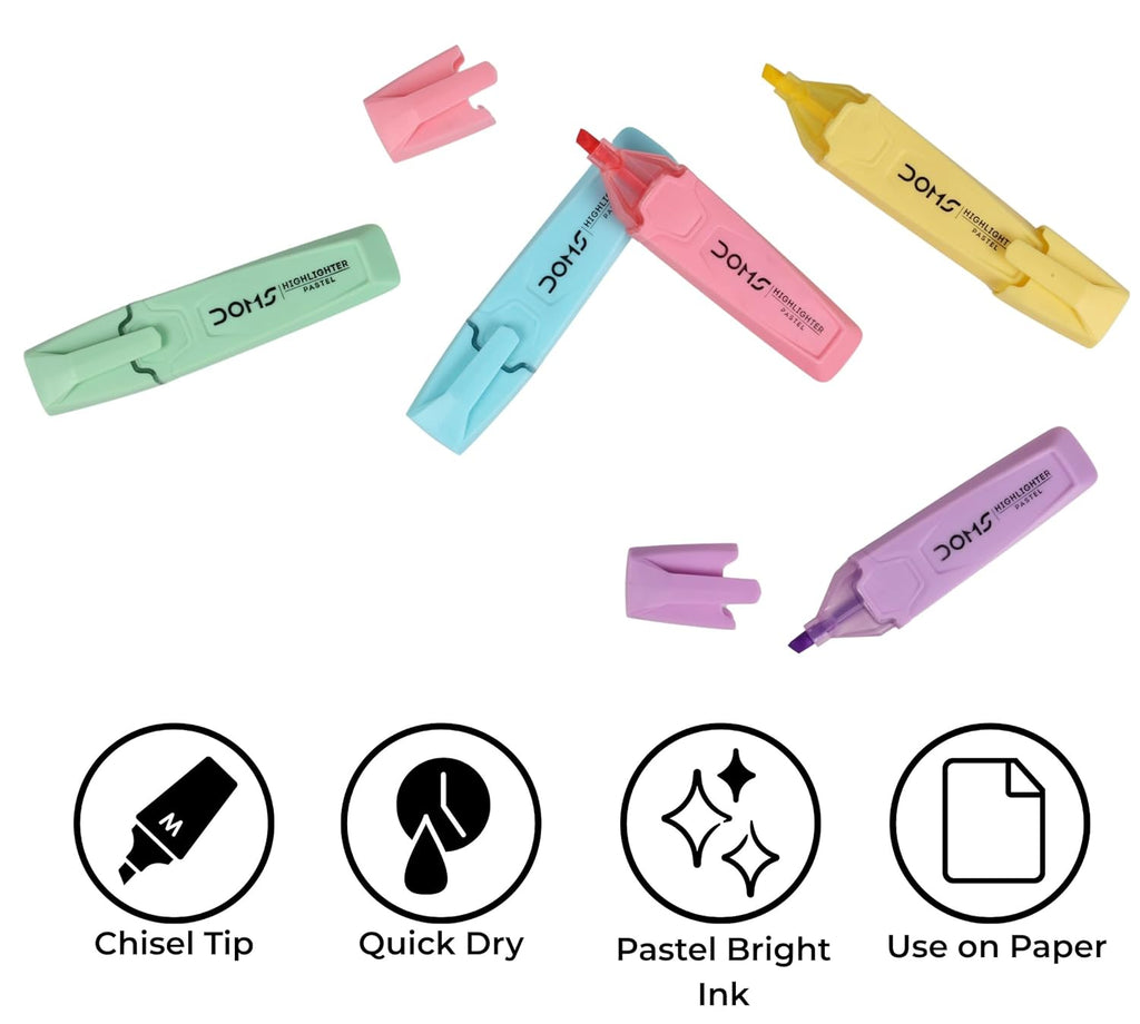 Doms Highlighter 5 Pastel Every Ambition Needs Preparation Let Your Ideas Shine Softly