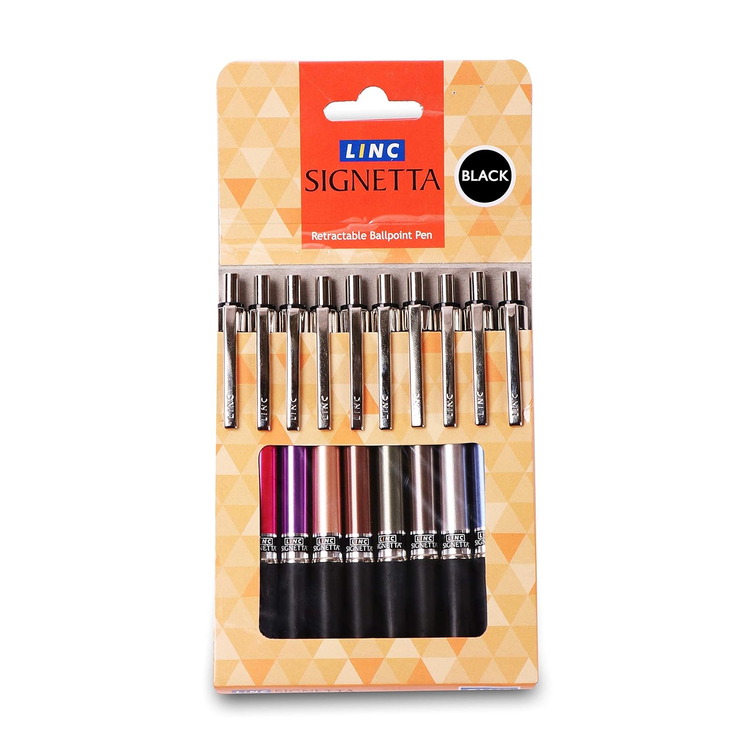 Linc Signetta 0.7 mm Retractable Ball Pens Black Ink Pack of 10