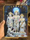 Ram Darbar Photo Frame 6x8 Inches Crystal Glossy UV Printed Shri Ram Sita Lakshman Hanuman in Royal Palace Mandir for Home Temple Wall Table Decor Gift Waterproof MDF Spiritual Frame