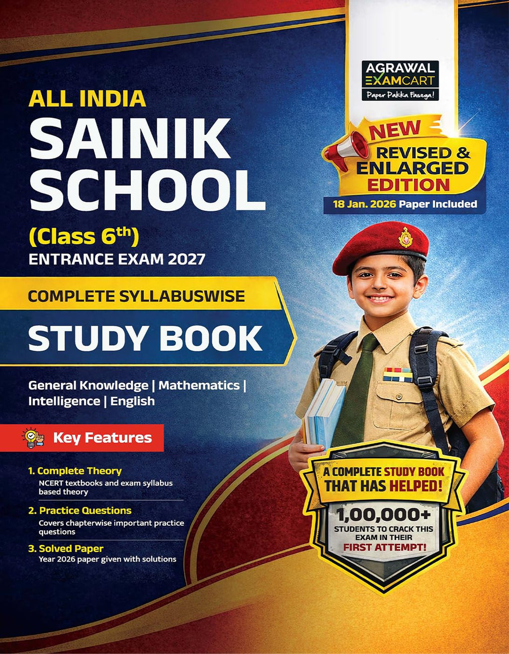 Examcart All India Sainik School Class 6 Entrance Exam Study Guide Book 2027 Latest AISSEE Exam Pattern Based Theory Chapterwise Practice Questions 2026 Solved Paper English Medium