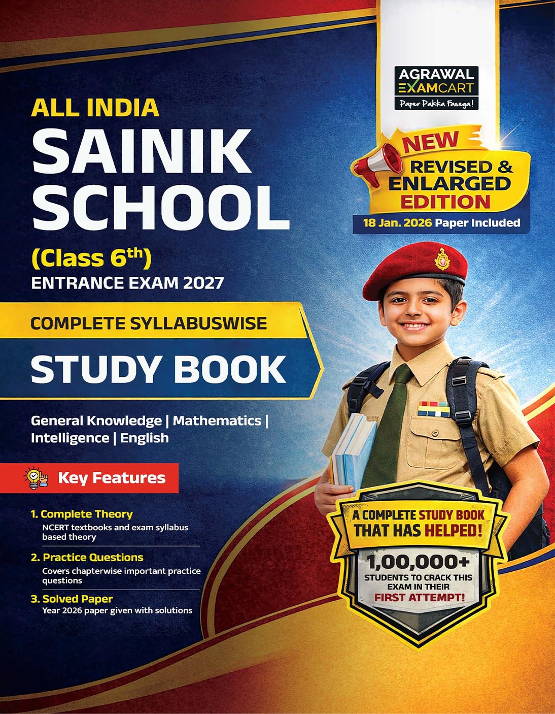 Examcart All India Sainik School Class 6 Entrance Exam Study Guide Book 2027 Latest AISSEE Exam Pattern Based Theory Chapterwise Practice Questions 2026 Solved Paper English Medium