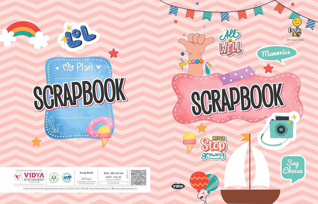 Vidya Scrapbook for Students A4 Size 28 Pages Multicolour Colour and Design May Carry