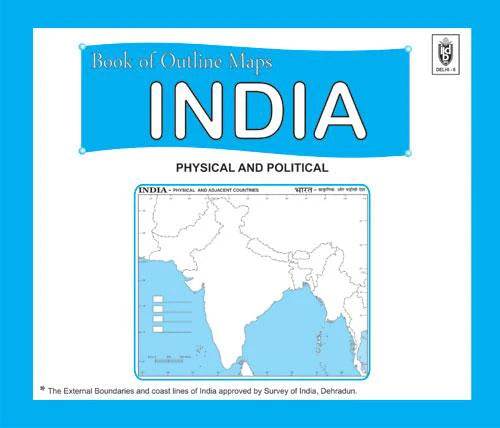 Book cover of 'India: Physical and Political' with a map illustration on a blue background