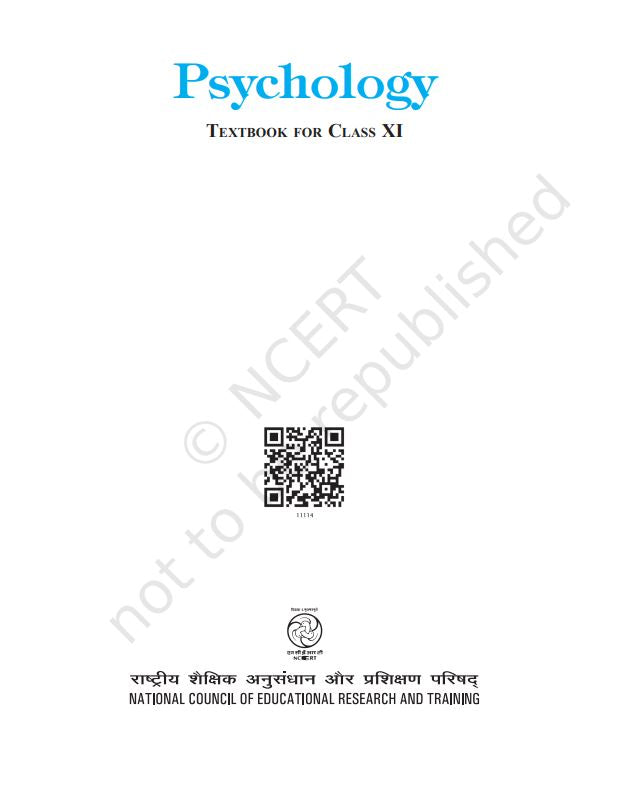 NCERT Psychology Class 11 Textbook For English Latest Edition 2026-27