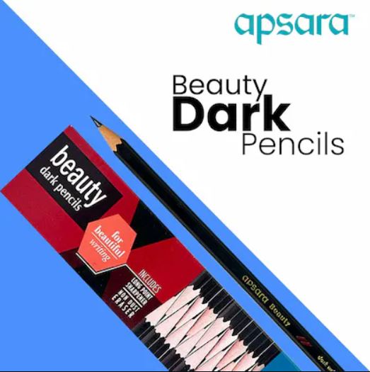 Apsara Beauty Dark Pencils Hexagonal Body for Strong Grip Classic Black Design for Premium Look Good Handwriting Free Sharpener and Eraser Use for School and College Student Pack of 10 Boxs Each Box Contains 10 Pencils