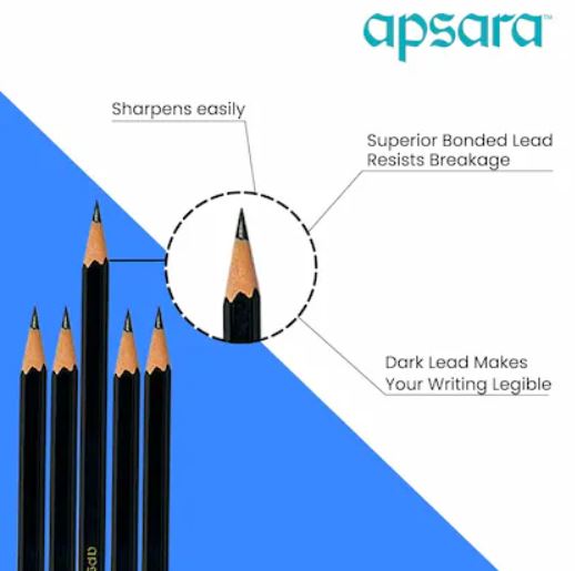 Apsara Beauty Dark Pencils Hexagonal Body for Strong Grip Classic Black Design for Premium Look Good Handwriting Free Sharpener and Eraser Use for School and College Student Pack of 10 Boxs Each Box Contains 10 Pencils