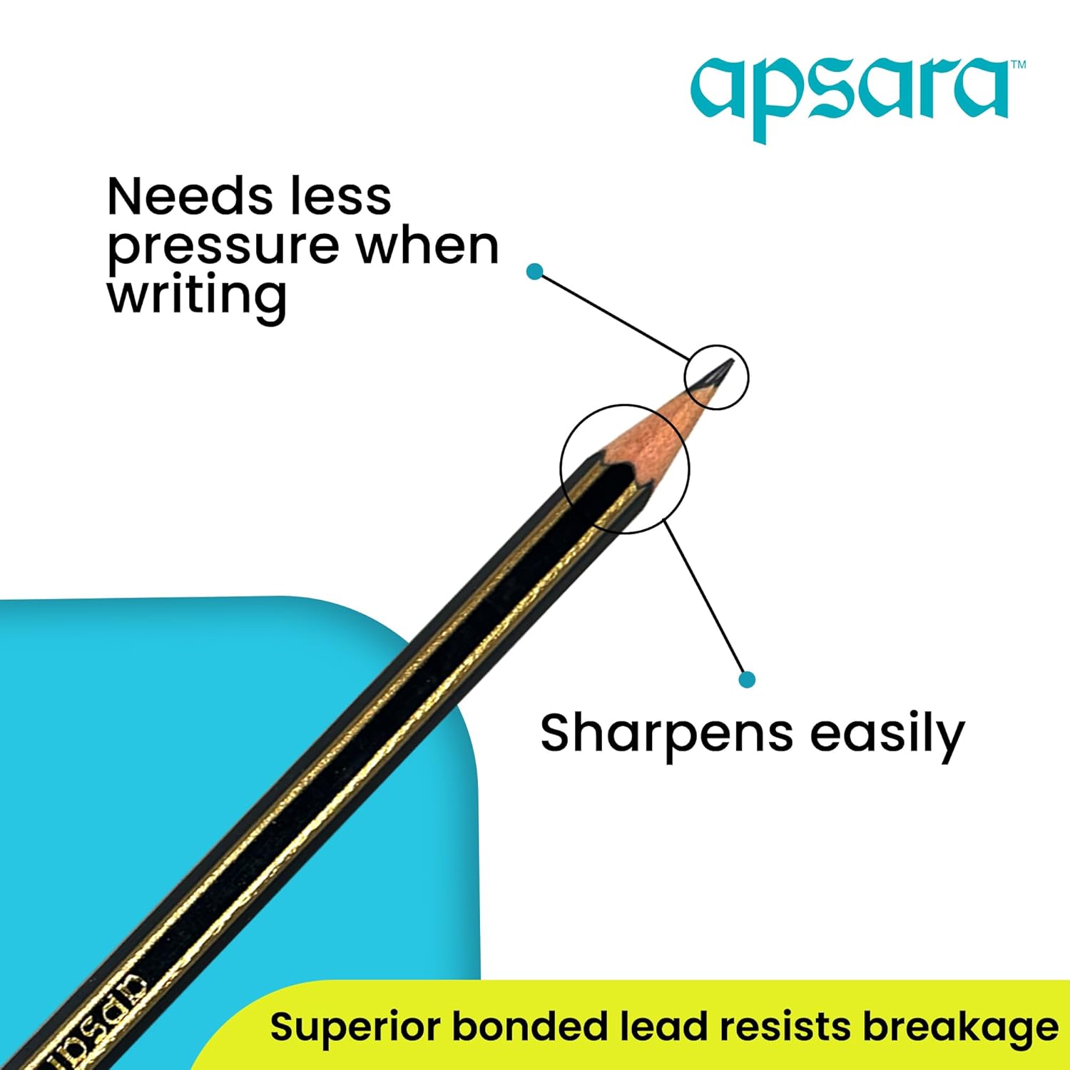 Apsara Gold HB Pencils for Executives Includes Long Point Sharpener Non Dust Eraser 10 Packs Of Apsara Gold Pencils Each Pack Containing 10 Pencils Wholesale Pack