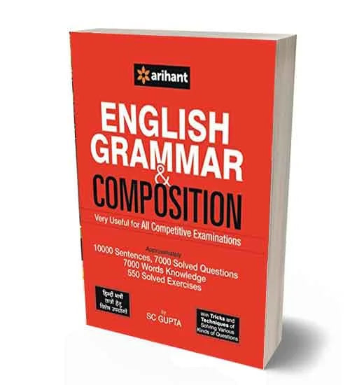 Book titled 'English Grammar & Composition' by Arihant on a white background