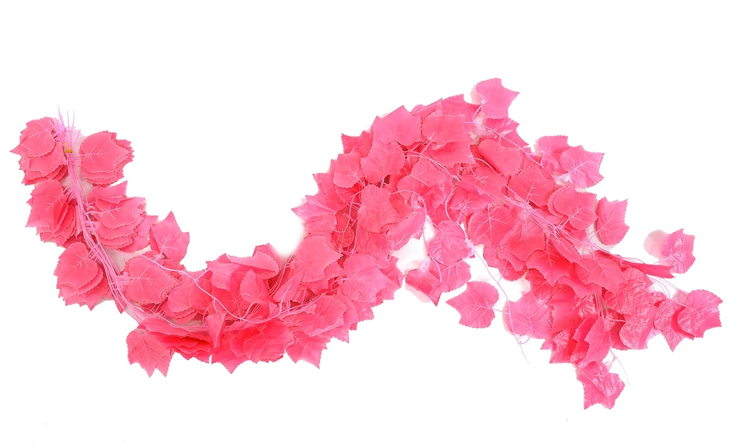 Artificial Leaves Leaf Garland String Decorative Plant Leaves Vine Creeper for Hanging with Pink Artificial Leaves 7.02 Feet Long Garland for Decoration Party Wedding Diwali Festivals Christmas Pink Leaves 12 Sets