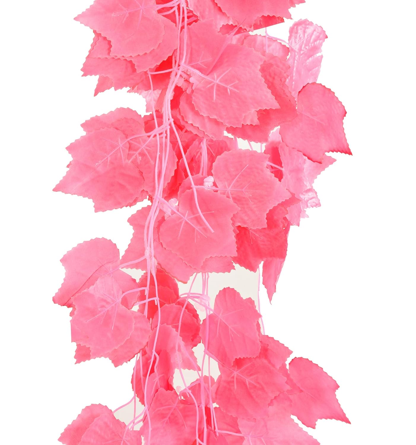 Artificial Leaves Leaf Garland String Decorative Plant Leaves Vine Creeper for Hanging with Pink Artificial Leaves 7.02 Feet Long Garland for Decoration Party Wedding Diwali Festivals Christmas Pink Leaves 12 Sets