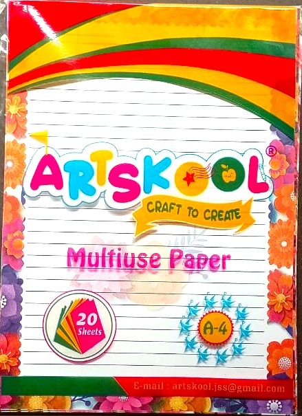 Artskool Designer Sheets A4 Size One Side Ruled Project Papers Floral Comment Sheets for Assignment Art and Craft Pack of 20 Mix Sheets 4 Design Each 100 GSM