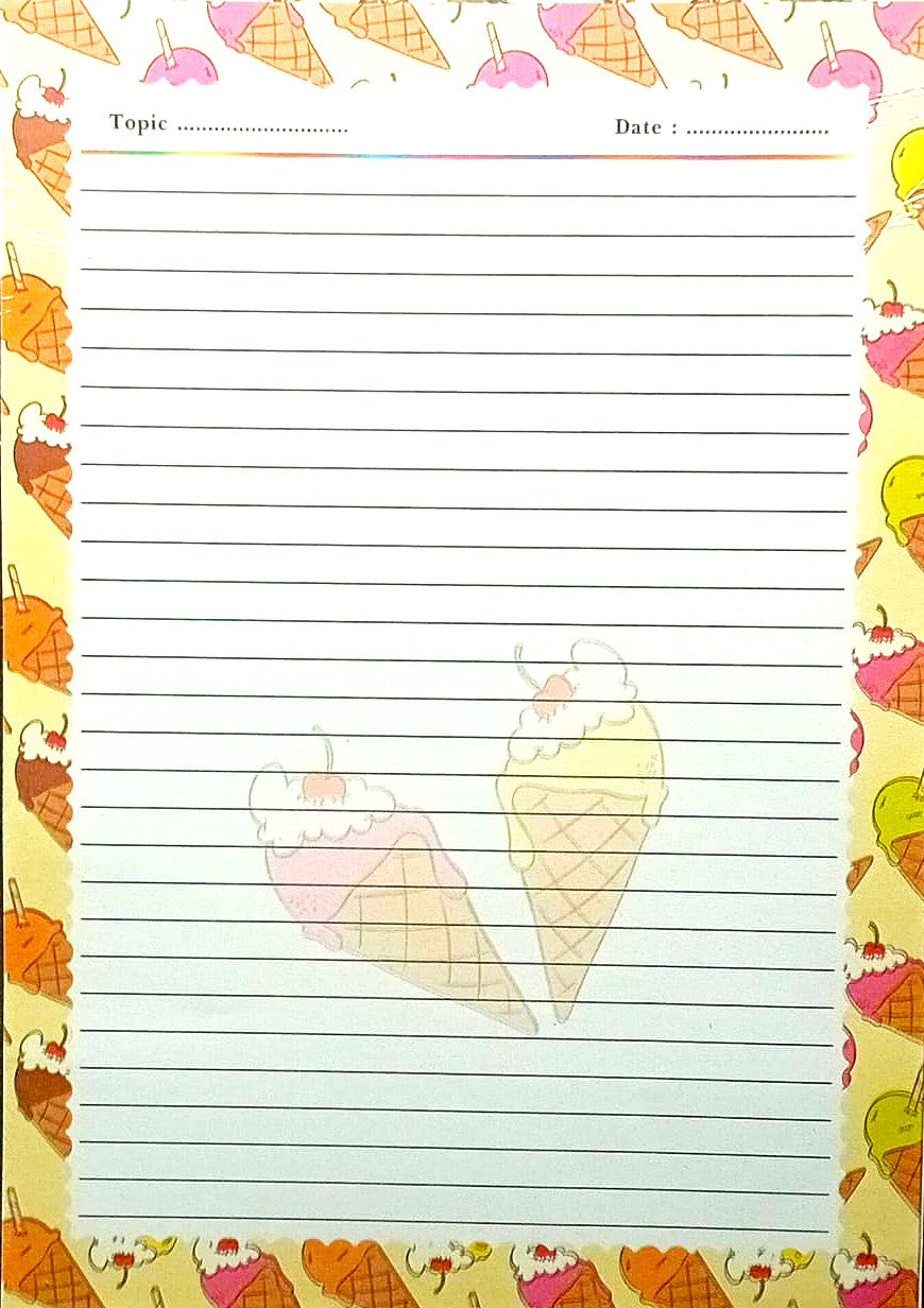 Attractive Flower Printed A4 Size Paper Sheet Designer Sheets One Side Ruled Project Papers Comment Sheets for Assignment Art and Craft Pack of 20 Mix Sheets 4 Design Each 80 GSM