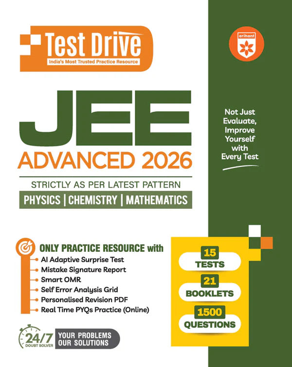 Arihant Combo of JEE Main And Advanced 2026 Physics Chemistry Maths 15 Tests 21 Booklets And 1500 Question 20 Tests 16 Booklets And 1500 Question English Medium