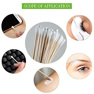 Cotton Buds for Ear Cleaner Bamboo Wooden Sticks Ear Cleaner Cotton Swabs 100% Pure and Soft Premium Cotton Ear Buds for Baby's Hygiene and Care Pack Of 12 Units