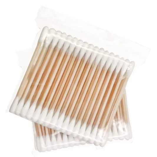 Cotton Buds for Ear Cleaner Bamboo Wooden Sticks Ear Cleaner Cotton Swabs 100% Pure and Soft Premium Cotton Ear Buds for Baby's Hygiene and Care Pack Of 12 Units