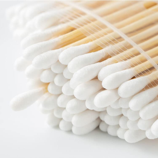 Cotton Buds for Ear Cleaner Bamboo Wooden Sticks Ear Cleaner Cotton Swabs 100% Pure and Soft Premium Cotton Ear Buds for Baby's Hygiene and Care Pack Of 12 Units