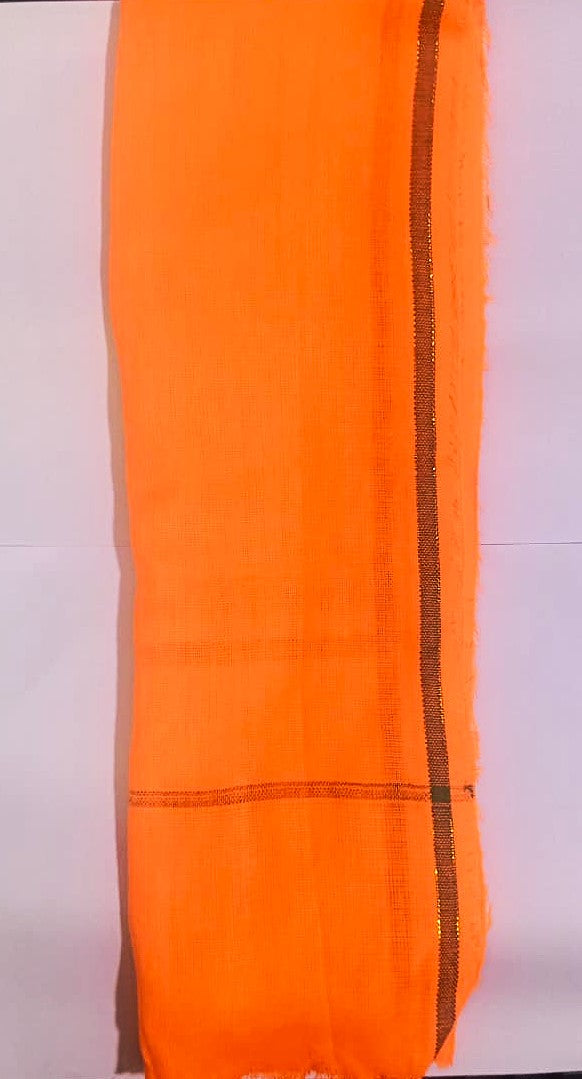 Cotton Orange Gamchha Angochha Pure Soft Cotton Men's Ethnic and Traditional Gamchha Angochha Lightweight and Unique Design Quick Absorption Gamcha Set of 1
