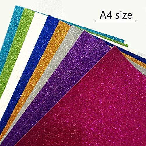Craft Zone Glitter Foam Sheet A4 Size Sparkles Multicolour Velvet Sheets for Art Craft Decoration Gift Wrapping Scrapbooking Craft Project Etc. Pack of 10