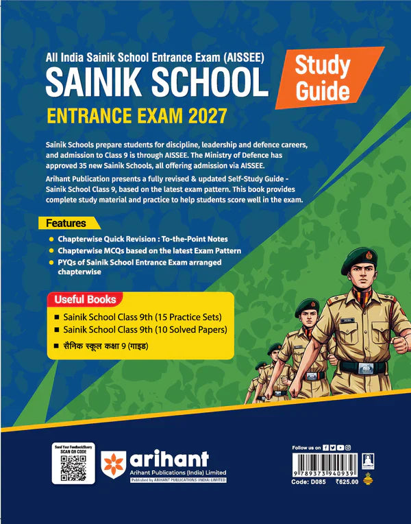 Arihant AISSEE Sainik School Class 9 Entrance Exam 2027 Complete Study Guide Quick Revision Notes Practice MCQs And PYQs 2018–2026 As per New Syllabus