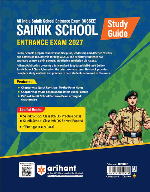 Arihant AISSEE Sainik School Class 9 Entrance Exam 2027 Complete Study Guide Quick Revision Notes Practice MCQs And PYQs 2018–2026 As per New Syllabus