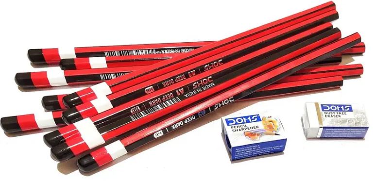 DOMS A1 Deep Dark HB Graphite Pencil Include Eraser and Sharpner Innovative Groove for Perfect Grip Use for Sketching and Drawing Pack of 100 Pencils x 10 Box
